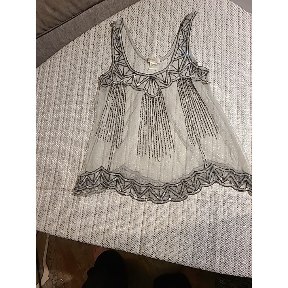 Matty M Small Sheer Beaded Beautiful Sleeveless Top